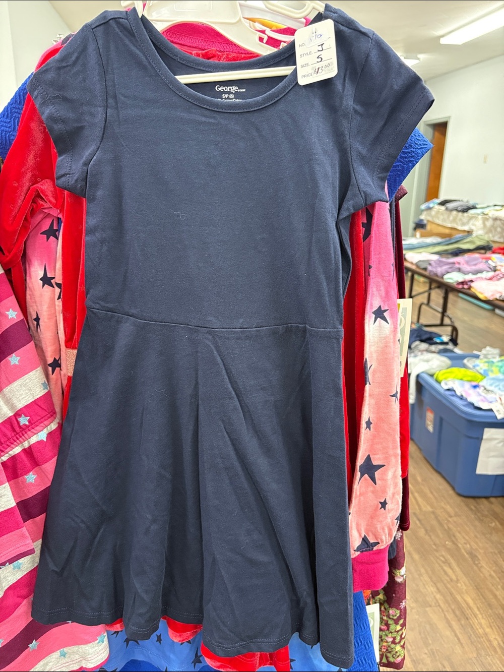 George Girls Navy Blue Short-Sleeve Skater Dress